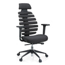 Zwarte Professionele bureaustoel ERGO LINE II PRO met stoffen bekleding en gesegmenteerde rugleuning van hjh OFFICE
