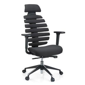 Zwarte Professionele bureaustoel ERGO LINE II PRO met stoffen bekleding en gesegmenteerde rugleuning van hjh OFFICE