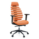Professionele bureaustoel ERGO LINE II PRO met oranje stoffen bekleding en zwart onderstel van hjh OFFICE