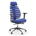 Blauwe Professionele bureaustoel ERGO LINE II PRO met stoffen bekleding, gesegmenteerde rugleuning en armleuningen van hjh OFFICE
