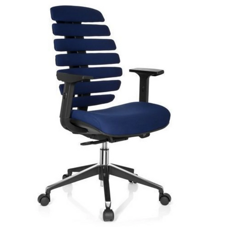Profi-Bürostuhl ERGO LINE II mit blauem Stoffbezug und segmentierter Rückenlehne von hjh OFFICE