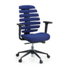 Professionele bureaustoel ERGO LINE II met blauwe stoffen bekleding en gesegmenteerde rugleuning van hjh OFFICE