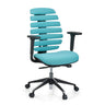 Professionele bureaustoel ERGO LINE II in turquoise met gesegmenteerde rugleuning en zwarte armleuningen van hjh OFFICE