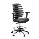 Zwarte Baliestoel ERGO LINE II WORK met kunstlederen bekleding, voetring en zwenkwielen van hjh OFFICE