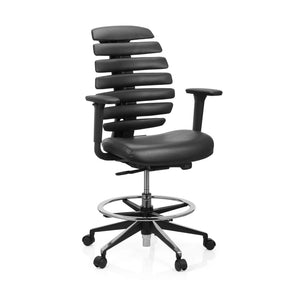 Zwarte Baliestoel ERGO LINE II WORK met kunstlederen bekleding, voetring en zwenkwielen van hjh OFFICE