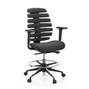 Zwarte Baliestoel ERGO LINE II WORK met stoffen bekleding, voetring en zwenkwielen van hjh OFFICE