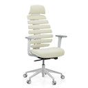 Professionele bureaustoel ERGO LINE W in Salted Caramel met beige stoffen bekleding en wit frame van hjh OFFICE