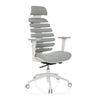 Professionele bureaustoel ERGO LINE W met grijze stoffen bekleding, gesegmenteerde rugleuning en wit frame van hjh OFFICE