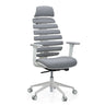 Professionele bureaustoel ERGO LINE W met grijze stoffen bekleding en wit onderstel van hjh OFFICE
