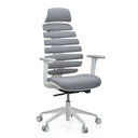 Professionele bureaustoel ERGO LINE W met grijze stoffen bekleding en wit onderstel van hjh OFFICE