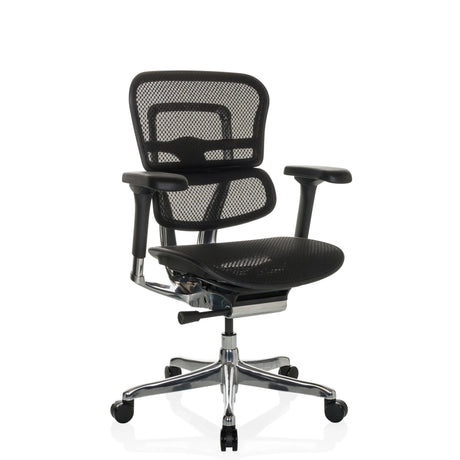 Luxe directiestoel ERGOHUMAN BASE GEN2 met zwarte netbekleding en glanzend onderstel van hjh OFFICE