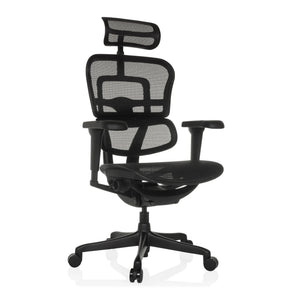Luxe directiestoel ERGOHUMAN SIGNATURE GEN2 met zwarte netbekleding en verstelbare hoofdsteun van hjh OFFICE