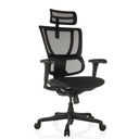 Luxe directiestoel ERGOHUMAN SLIM ECO F GEN2 met zwarte netbekleding, hoofdsteun en armleuningen van hjh OFFICE