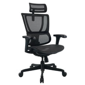Luxe directiestoel ERGOHUMAN SLIM ECO M GEN2 met zwarte netbekleding en verstelbare hoofdsteun van hjh OFFICE