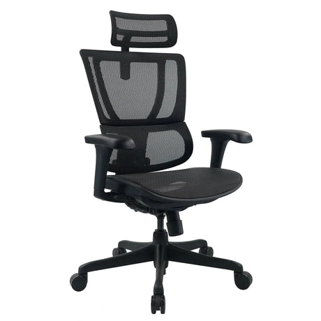 Luxe directiestoel ERGOHUMAN SLIM ECO M GEN2 met zwarte netbekleding en verstelbare hoofdsteun van hjh OFFICE