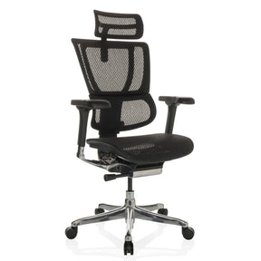 Luxe directiestoel ERGOHUMAN SLIM GEN2 met zwart netbespan en glanzend stervormig onderstel van hjh OFFICE