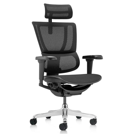 Luxus-Chefsessel ERGOHUMAN SLIM ULTRA GEN2 mit schwarzem Netzbezug und Kopfstütze von hjh OFFICE