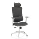 Thuisgebruik bureaustoel ERGOMY WF met grijze stofbekleding en wit frame van MyBuero