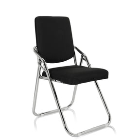 Zwarte klapstoel ESTO met stofbekleding en verchroomd metalen frame van hjh OFFICE