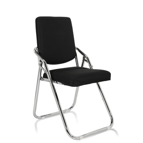 Zwarte klapstoel ESTO met stofbekleding en verchroomd metalen frame van hjh OFFICE