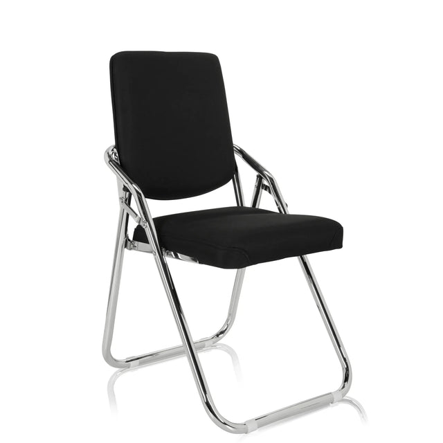 Zwarte klapstoel ESTO met stofbekleding en verchroomd metalen frame van hjh OFFICE
