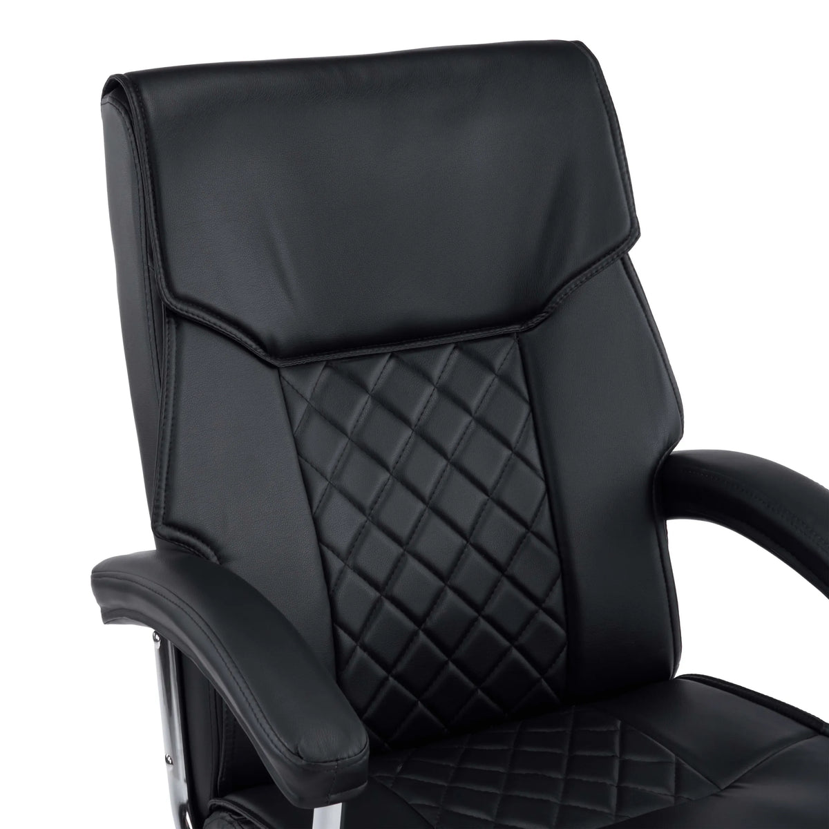 Rugleuning met ruitstiksel van de Relax Prestio thuisgebruik bureaustoel in zwart van MyBuero