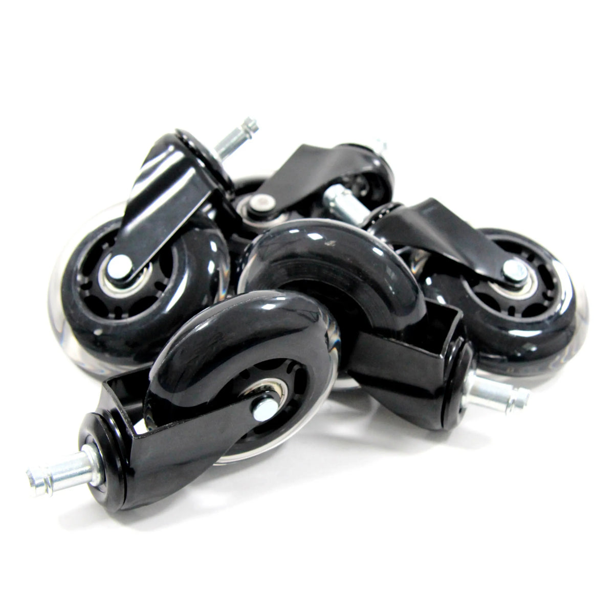 Zwart-transparante bureaustoelwielen 5x ROLO SKATE ST 11mm/75mm voor harde vloeren van hjh OFFICE