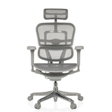 Grijze Luxe directiestoel ERGOHUMAN ULTRA G GEN2 met netbespanning en vijfsterrenvoet met wieltjes van hjh OFFICE – 360-gradenweergave (vooraanzicht 0°)