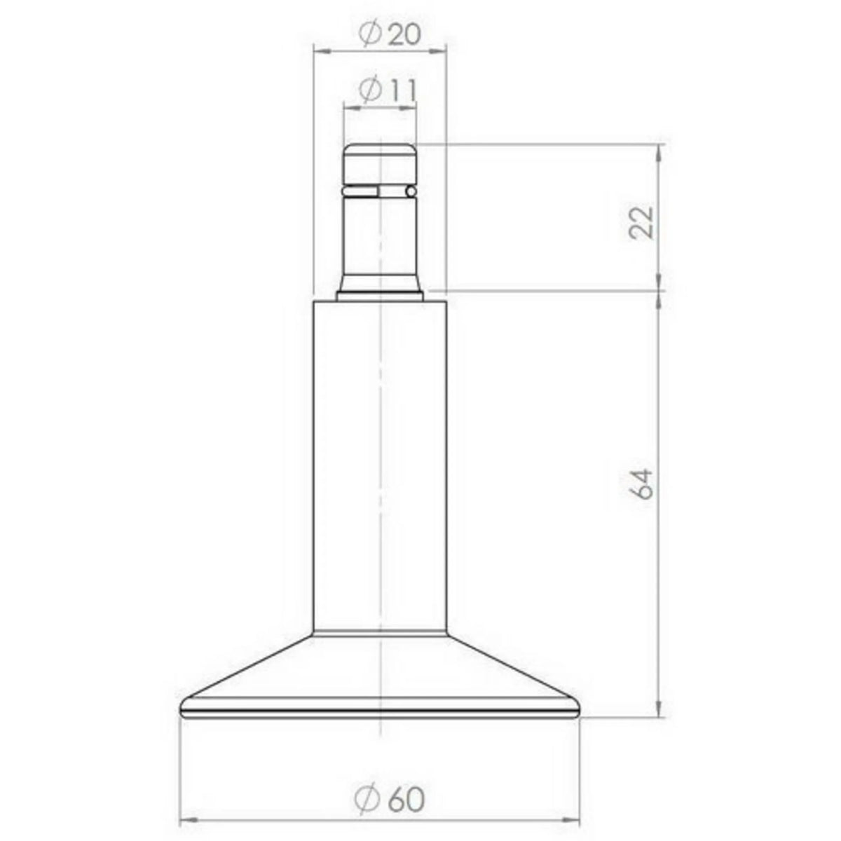 Technische tekening van de Vloerdoppen 5 x STAND Nr. 12 met een diameter van 60 mm van hjh OFFICE