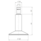Technische tekening van de Vloerdoppen 5 x STAND Nr. 12 met een diameter van 60 mm van hjh OFFICE