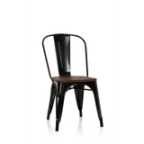 Zwarte Bistrostoel VANTAGGIO COMFORT W met bruine houten zitting van hjh OFFICE – 360-gradenweergave (vooraanzicht 20°)
