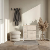 Commode FOLDRESS B in beige met meerdere stoffen laden en een wit frame van hjh LIVING