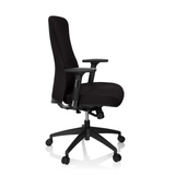 Zwarte Professionele bureaustoel OFFICE XT PRO met armleuningen en vijfpoot met zwenkwielen van hjh OFFICE – 360-gradenweergave (zijaanzicht 80°)