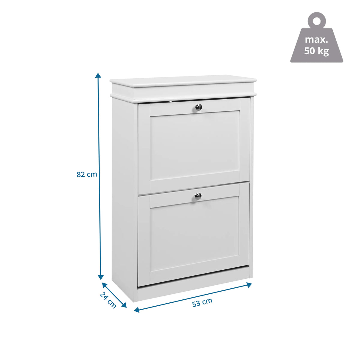 Maataanzicht van de schoenenkast Estha 20 met 82 × 53 cm en een maximale belastbaarheid van 50 kg van hjh LIVING