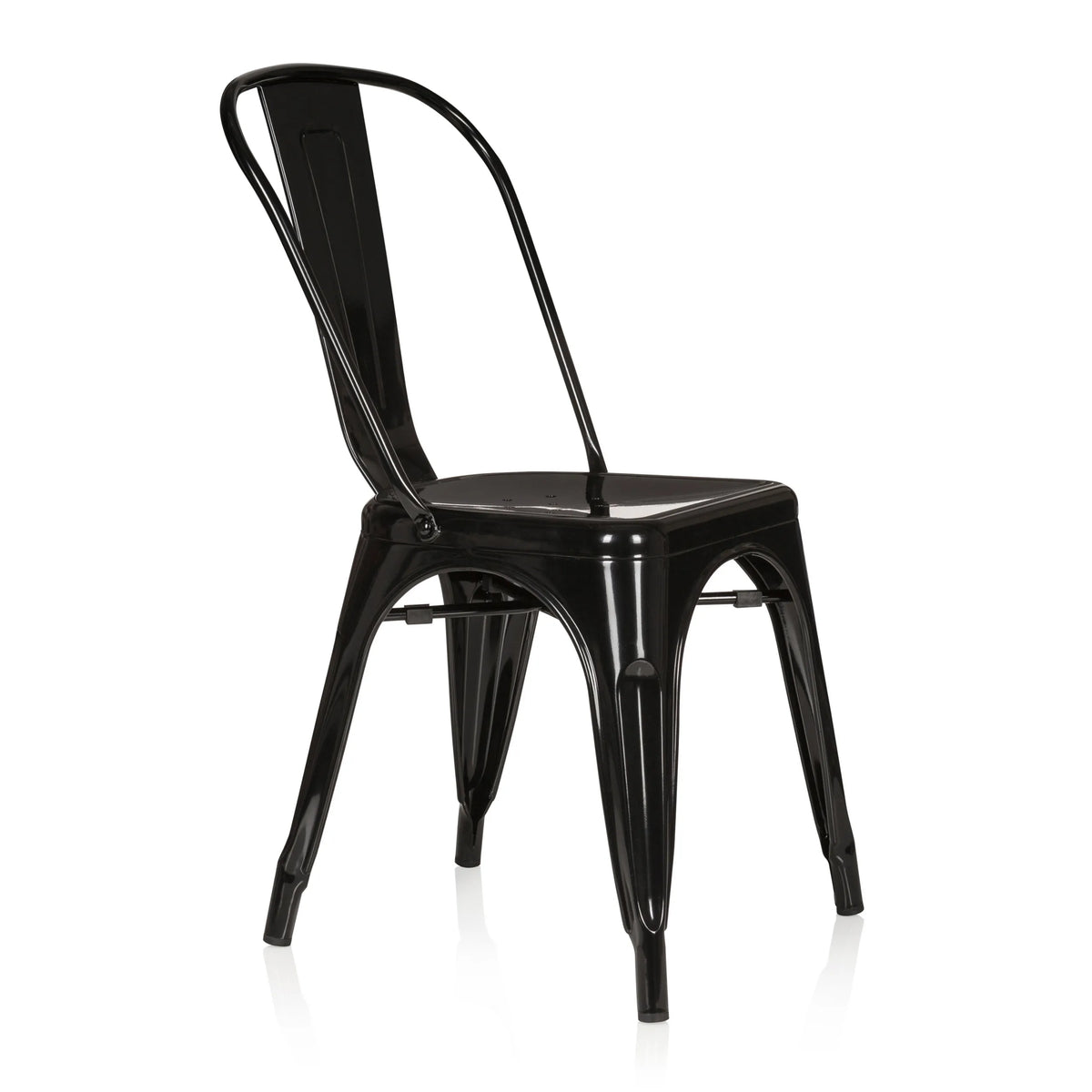 Zwarte Bistrostoel VANTAGGIO COMFORT met metalen frame en hoge rugleuning van hjh OFFICE – 360-gradenweergave (schuin vooraanzicht 60°)
