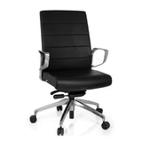 Zwarte Professionele bureaustoel PROVIDER met gestoffeerde bekleding en voetkruis met vijf wielen van hjh OFFICE – 360-gradenweergave (vooraanzicht 20°)