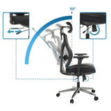 Verstelbare rugleuning tot 90 graden van de High end bureaustoel CASSILIS B van hjh OFFICE