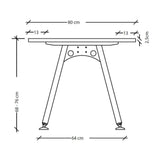 Maattekening van het bureau ATOS 19 S met een diepte van 80 cm en hoogte van 68 tot 76 cm van hjh OFFICE PRO