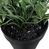 Groene bladeren en zwarte decoratiesteentjes van de Epipremnum Climb kunstplant in een zwarte pot van hjh OFFICE