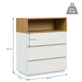 Maattekening van de Commode MELMO K in wit en eiken, 100 × 80 cm, van hjh LIVING