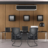 Twee zwarte BRETON V B vergaderstoelen met netrugleuning en armleuningen van hjh OFFICE