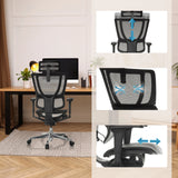 Verstellbare Kopfstütze und Sitzfläche des Luxus-Chefsessel ERGOHUMAN SLIM ULTRA GEN2 mit Netzrücken von hjh OFFICE