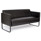 Zwarte lounge bank BALI BLACK als driezitter met armleuningen en metalen frame van hjh OFFICE – 360-gradenweergave (achteraanzicht 180°)