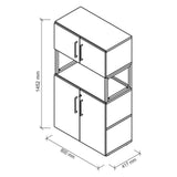 Technische tekening van de kast FlexWall met 1452 × 800 mm van hjh OFFICE PRO