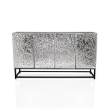 Commode METALLIO met zilverkleurige, gestructureerde fronten op een zwart metalen frame van hjh LIVING