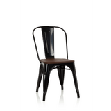 Zwarte Bistrostoel VANTAGGIO COMFORT W met bruine houten zitting van hjh OFFICE – 360-gradenweergave (vooraanzicht 20°)