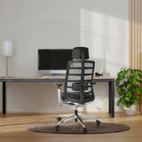 Zwarte High end bureaustoel SPINIO ELITE L met netrugleuning en hoofdsteun van hjh OFFICE