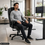 XXL Pullmann Gen2 bureaustoel van zwart kunstleer met hoge rugleuning en armleuningen van hjh OFFICE