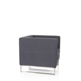 Donkergrijze Gestoffeerde fauteuil BARBADOS met vierkant design en metalen frame van hjh OFFICE – 360-gradenweergave (zijaanzicht 80°)