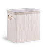 Witte wasmand FALSTER XXL B met verticale streepoptiek, deksel en touwhandvatten van hjh LIVING